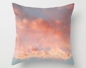 cloud pillow cover, pink clouds pillow, pink and blue throw pillow, periwinkle blue pillow, pastel pink pillow