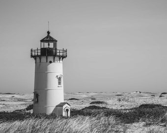 Cape Cod Art, Race Point Lighthouse, Black and White, Provincetown MA, Cape Cod gifts