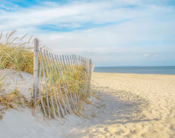 Cape Cod Wall Art, beach print, 14 x 11,  coastal decor, beige and blue, beach house, Sandy Neck Beach