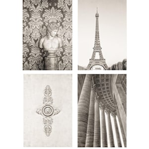 Paris Prints, 5x7, Set of 4 prints, Paris Photography, Paris gallery wall set, beige wall art
