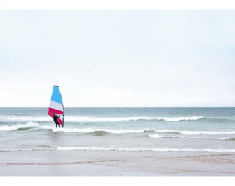 7x5 windsurfing art, ocean art, windsurfer photo, small coastal art, Cape Cod wall art