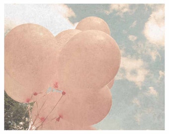 pink balloons photo, 10x8", SALE, girl nursery wall art, pastel wall art, pink wall art, Pink nursery decor, girls room decor