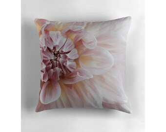 blush pink pillow cover, dahlia pillow, 16 x 16 pillow, dorm decor