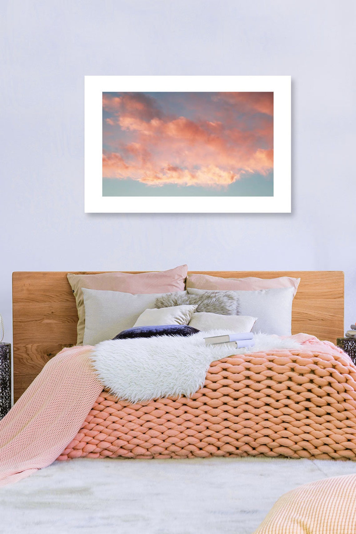Blush pink wall art pink clouds art abstract art blush and Etsy
