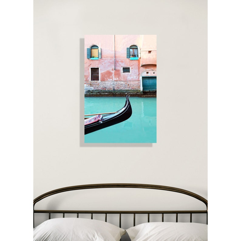 Venice Photography, Venice wall art, aqua wall art, Venice art, coral art, Venice gondola, aqua Venice, turquoise and coral art 24 x 36 inches