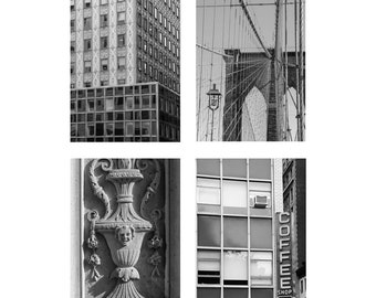 New York prints, black and white prints, 4x6, Set of 4 prints, gallery wall set