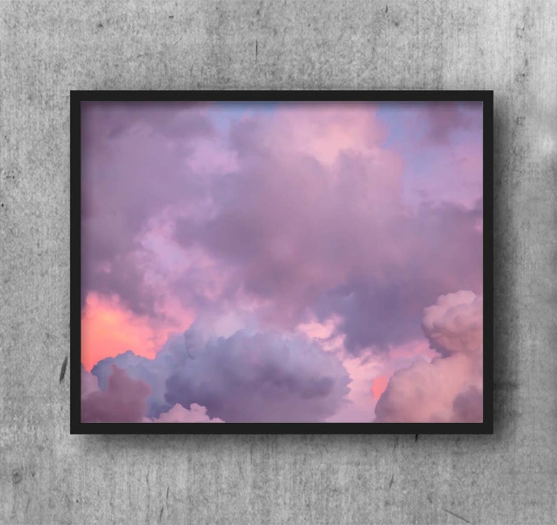 pastel wall art, pastel nursery, clouds art, pink art, pastel cloud art, pink cloud art, lavender cloud art, girl nursery art image 5