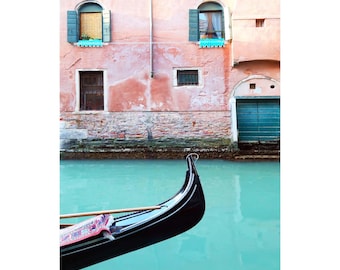 Venice Photography, Venice wall art, aqua wall art, Venice art, coral art, Venice gondola, aqua Venice, turquoise and coral art