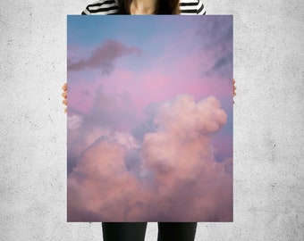 pink cloud art, cloud wall art, pastel wall art, blush pink art