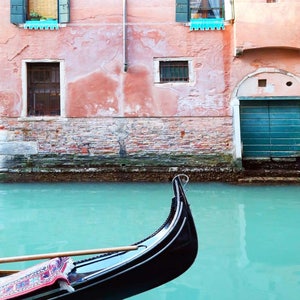 Venice Photography, Venice wall art, aqua wall art, Venice art, coral art, Venice gondola, aqua Venice, turquoise and coral art image 4