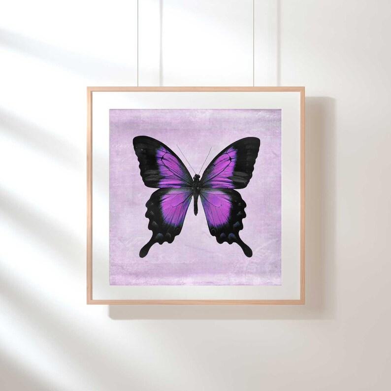 Purple Butterfly Print Butterfly Wall Art Purple Wall Art Etsy