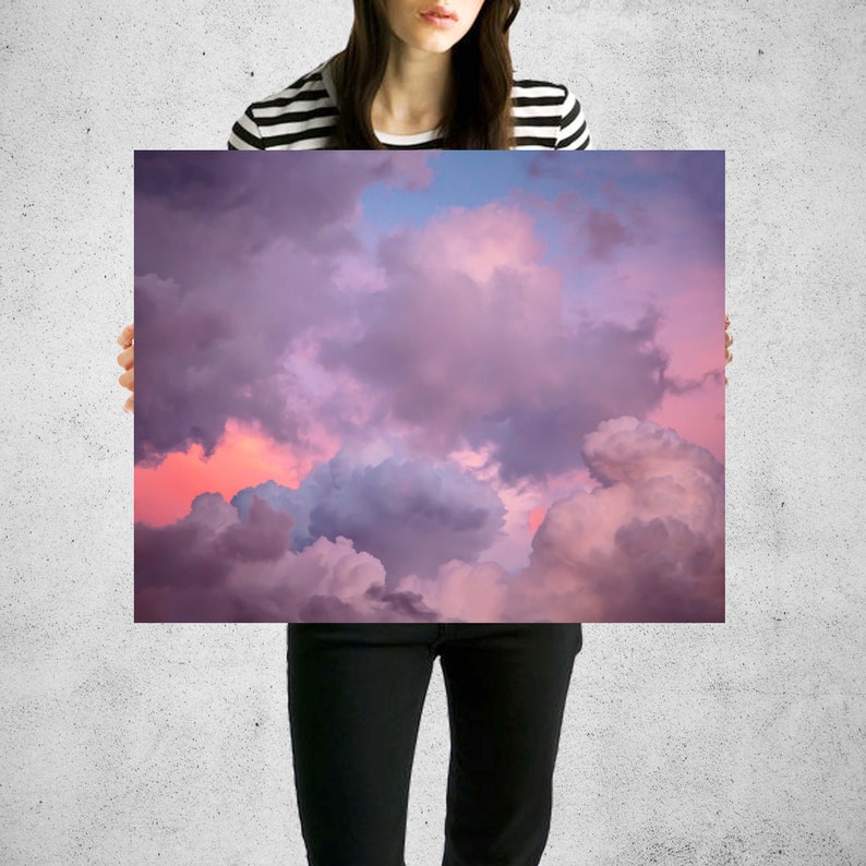 pastel wall art, pastel nursery, clouds art, pink art, pastel cloud art, pink cloud art, lavender cloud art, girl nursery art 30 x 24 inches