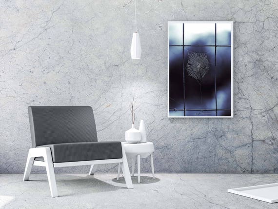 Spider Web Art Navy Blue Boys Room Art Navy Blue Boys Bedroom Art Spider Web Photo Navy Blue Bug Art Deep Blue Goth Art Print Halloween Art