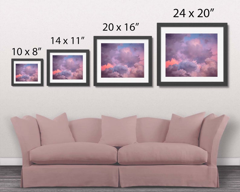 pastel wall art, pastel nursery, clouds art, pink art, pastel cloud art, pink cloud art, lavender cloud art, girl nursery art image 6