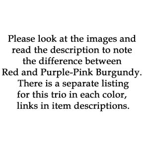 Set of three burgundy prints or canvas, PURPLE-PINK burgundy wall art, burgundy and gray wall decor, burgundy canvas art image 2