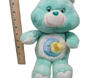 Care Bears Bedtime Bear 13 Inch Aqua Blue 1983 Plush Moon Star Symbol Vtg