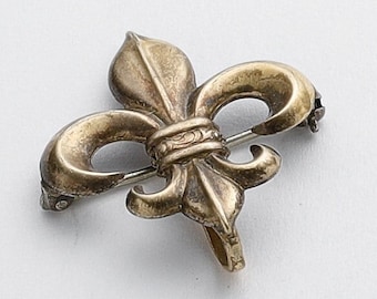 Vintage Fleur De Lis Pin in Gold Filled, Antique Pocket Watch Fob Pin, Victorian Gold Brooch 05777
