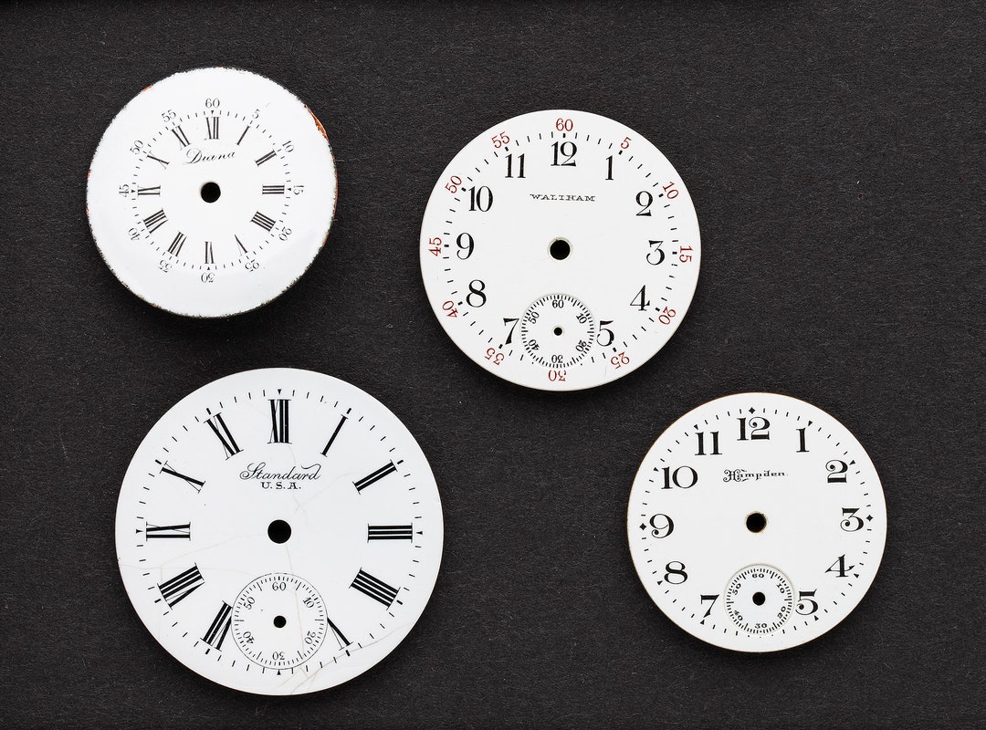 4 Vintage Porcelain Pocket Watch Faces Watch Dials Antique Etsy