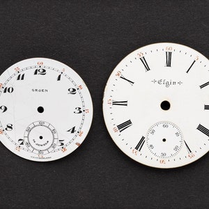2 Vintage Porcelain Pocket Watch Faces Watch Dials, Antique Watch Parts for Jewelry Making, Assemblage, Steampunk & Craft Supplies 06235