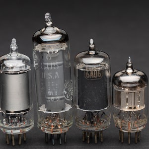 4 Vintage Vacuum Tubes, Radio Electron Tubes, Audio Amp or Amplifier Tubes 6CU5, 6AU6, 6AL5 07180