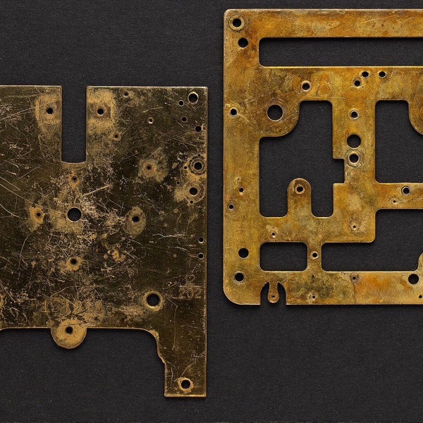 Thick Brass Sheet Metal Plate Stock From Vintage Clock Mechanisms Hardware for Mixed Media Steampunk Art 07044