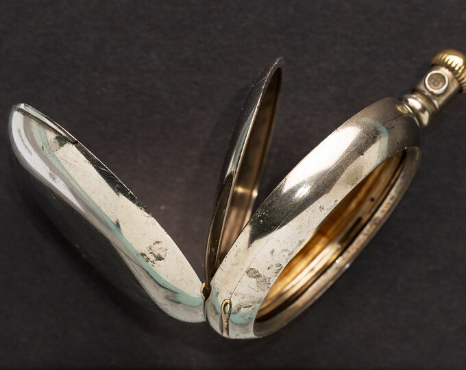 Antique Silver Pocket Watch Case, American Made for 18's Elgin, Ideal