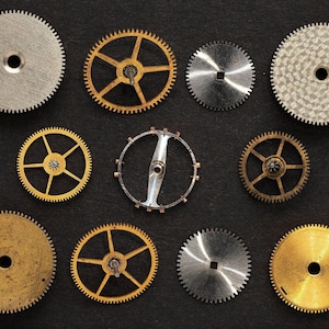 11 Vintage Taschenuhr Zahnräder, Konvolut Räder und Zahnräder - Zahnräder aus Stahl und Messing - Steampunk Uhrwerk Zubehör 07136