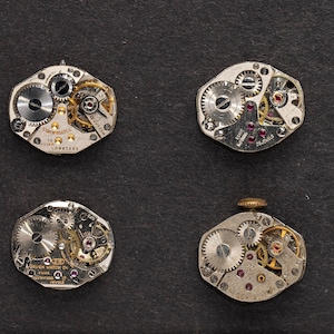 4 Vintage Watch Movements, Gears & Genuine Ruby Jewels, For Jewelry Making, Assemblage, Mixed Media, Industrial Art, Craft Supplies 06783