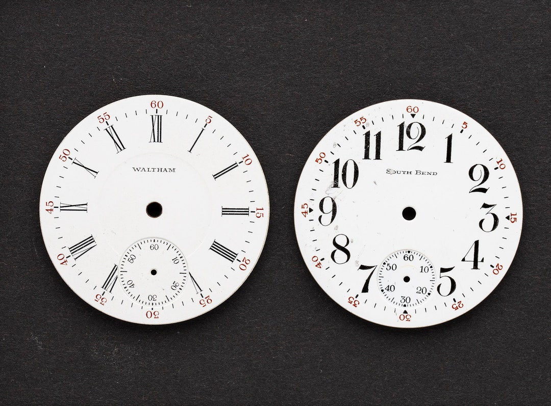 2 Vintage Porcelain Pocket Watch Faces Watch Dials, Antique Watch Parts