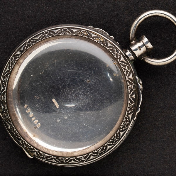 Victorian 800 Silver Open Face Pocket Watch Case, Vintage Watch, Floral Engraving, Ideal for Jewelry, Locket or Steampunk Art Supplies 08802