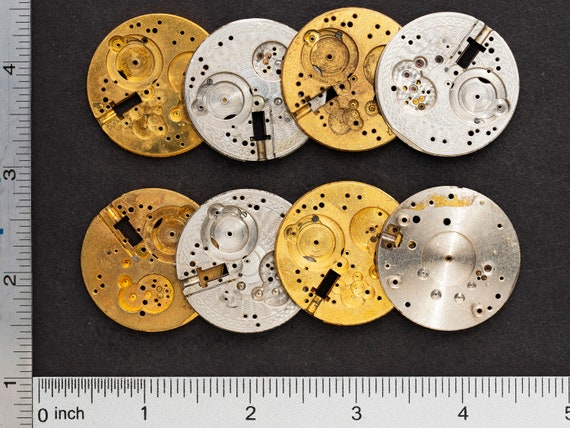 Lot of Vintage Pocket Watch Movement Parts in Brass and Steel With