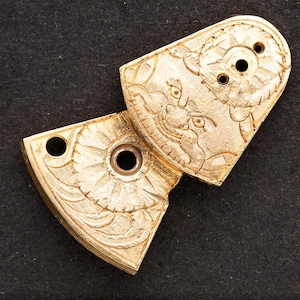 Gold Gilded Antique Verge Fusee Pocket Watch Balance Bridge - Hand Engraved Brass Flower & Leaf Design 08635