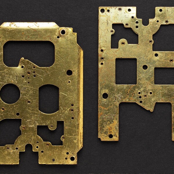 Thick Brass Sheet Metal Plate Stock From Vintage Clock Mechanisms Hardware for Mixed Media Steampunk Art 07039