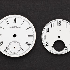 2 Vintage Porcelain Pocket Watch Faces Watch Dials, Antique Watch Parts for Jewelry Making, Assemblage, Steampunk & Craft Supplies 06223