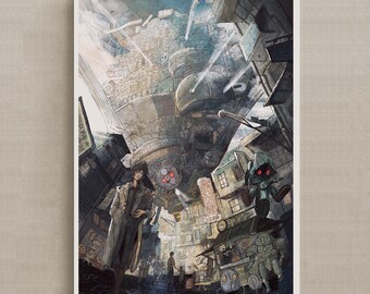 La Ciudad Viviente 活城 / Lámina de Arte de Paisaje Urbano Fantástico / Ilustración de Arquitectura de Ciencia Ficción / Arte de Pared de Escena Callejera de Anime