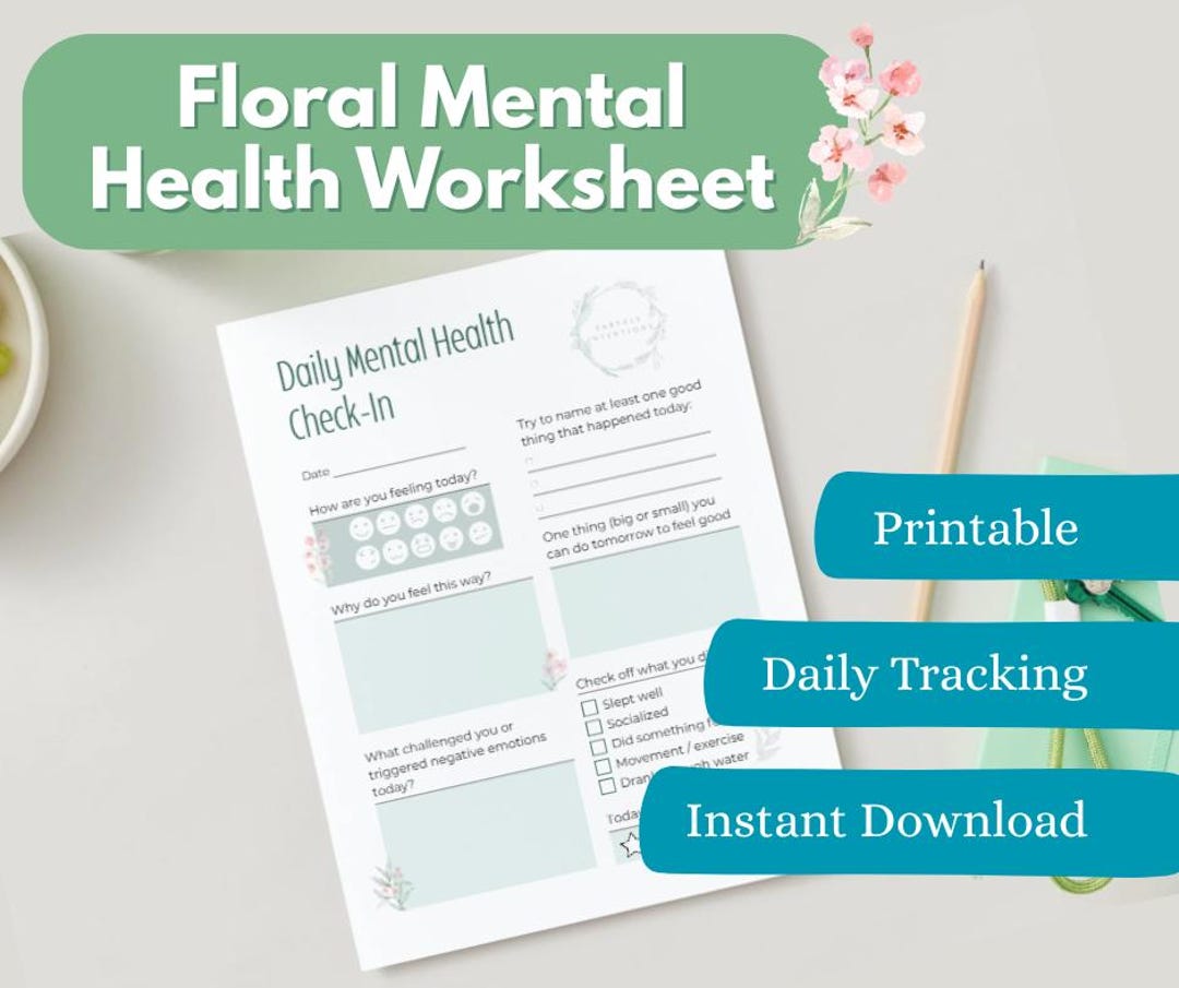 Daily Mental Health Check-in Printable PDF - Floral - Etsy