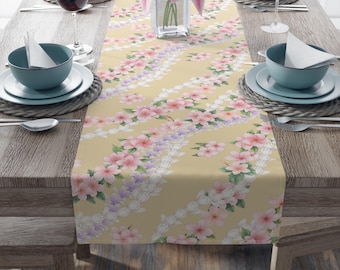 Camino de mesa hawaiano con flores de plumeria y corona (algodón, poliéster), 2 tamaños.