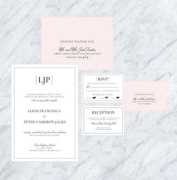 Simple Elegance Wedding Invitation Suite Etsy
