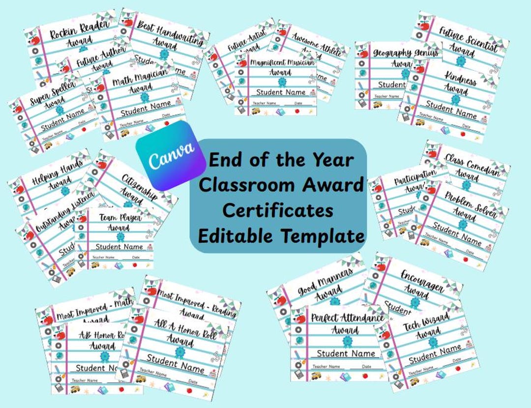 Editable Classroom Awards, Customizable End of Year Student ...