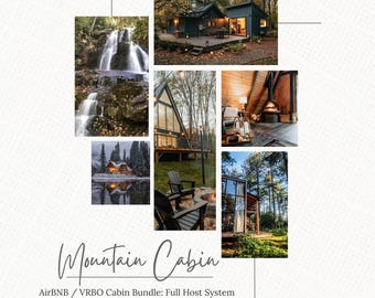 AirBNB Cabin Host Bundle: Full Host System | Airbnb VRBO Welcome Book, Signs, Checklists, Message Scripts + More (Editable Canva Templates)