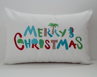 Merry Coastal Christmas Pillow Cover Sunbrella Holiday Etsy