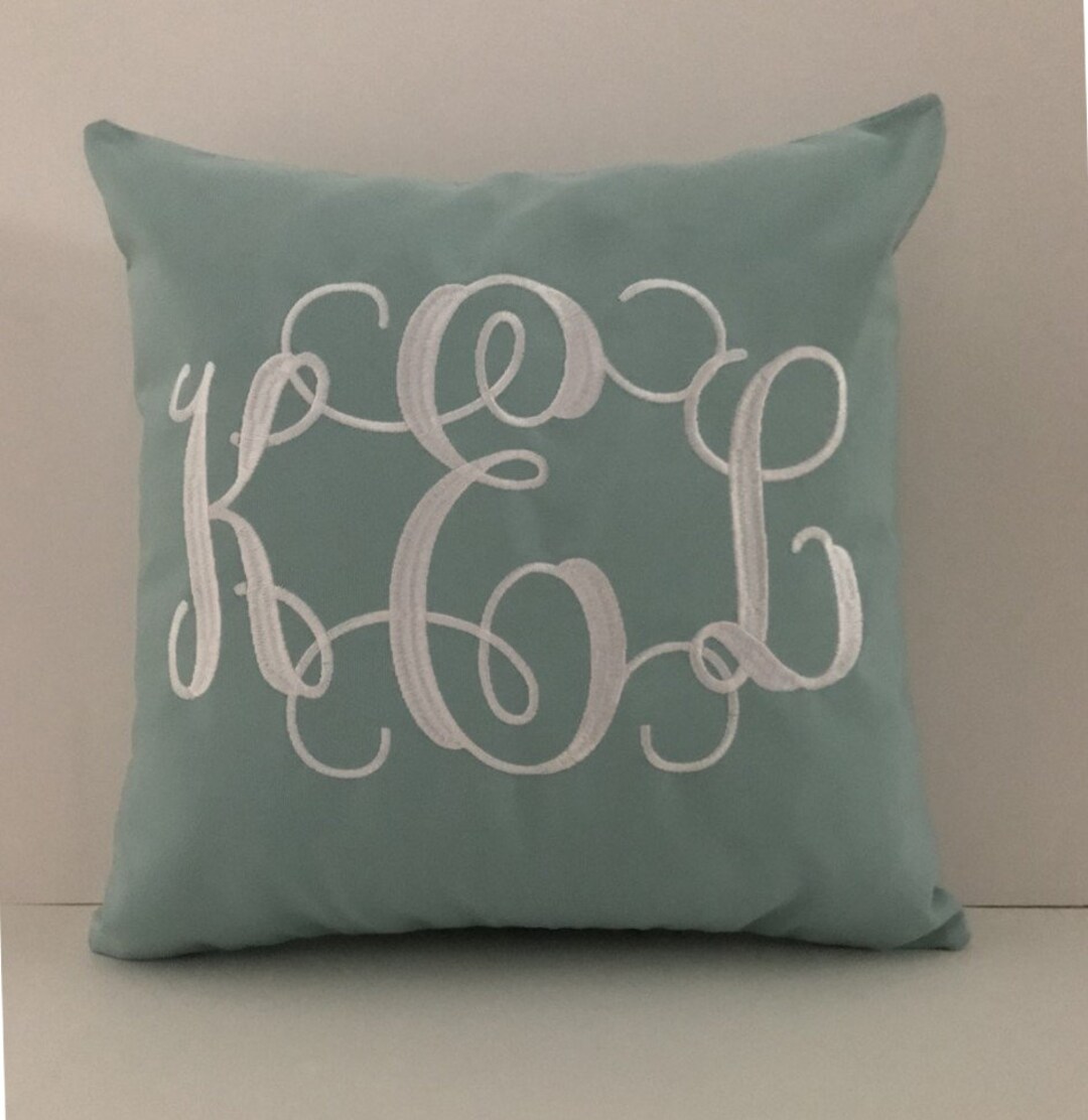 Sunbrella MONOGRAM PILLOW Initial Pillow Monogram Throw Pillow Cover