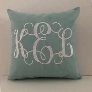 Sunbrella Monogram Pillow Cover: Embroidered Initial Throw Pillow