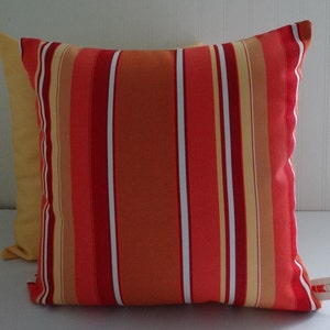 Sunbrella Dolce Mango Pillow Cover Sunbrella 56000-0000 Indoor Outdoor Orange Stripe Pillow Cover image 3