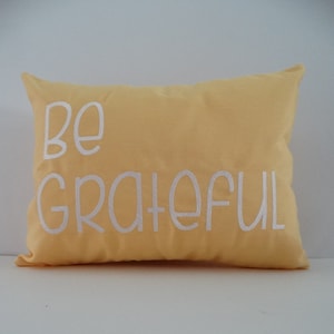 Embroidered &#39;Be Grateful&#39; Pillow Cover: Sunbrella Indoor/Outdoor Accent