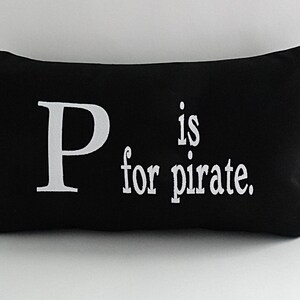 Embroidered Pirate Pillow Cover: Sunbrella Nautical Decor (12x20)