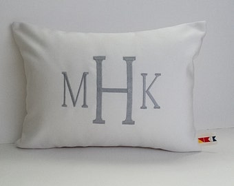 Monogrammed Pillow Cover - Sunbrella Indoor Outdoor Pillow - Monogram Initial Pillow - Three Letter Monogram Pillow Cover