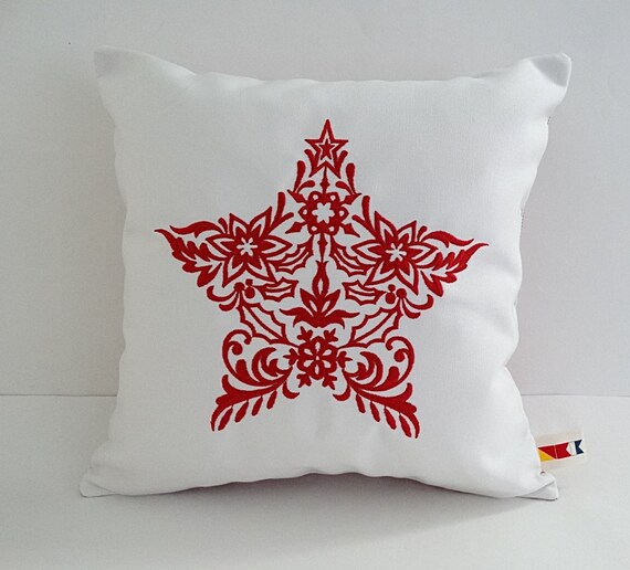 Scandinavian Pillow Cover Christmas Decor Sunbrella Indoor Outdoor Farmhouse Christmas Christmas Snowflake Pillow Cover