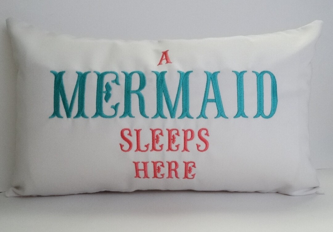 Mermaid Pillow Cover A Mermaid Sleeps Here Pillow Mermaid Etsy