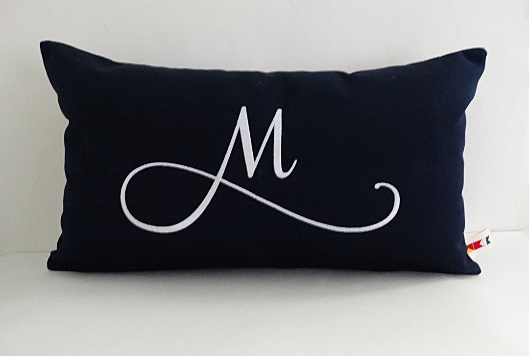 Embroidered Initial Pillow Cover Monogrammed Letter Pillow Etsy